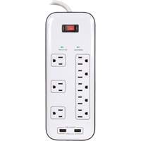 USB Charging Surge Protectors, 8 Outlets, 2400 J, 1875 W, 6' Cord Ottawa Fastener Supply