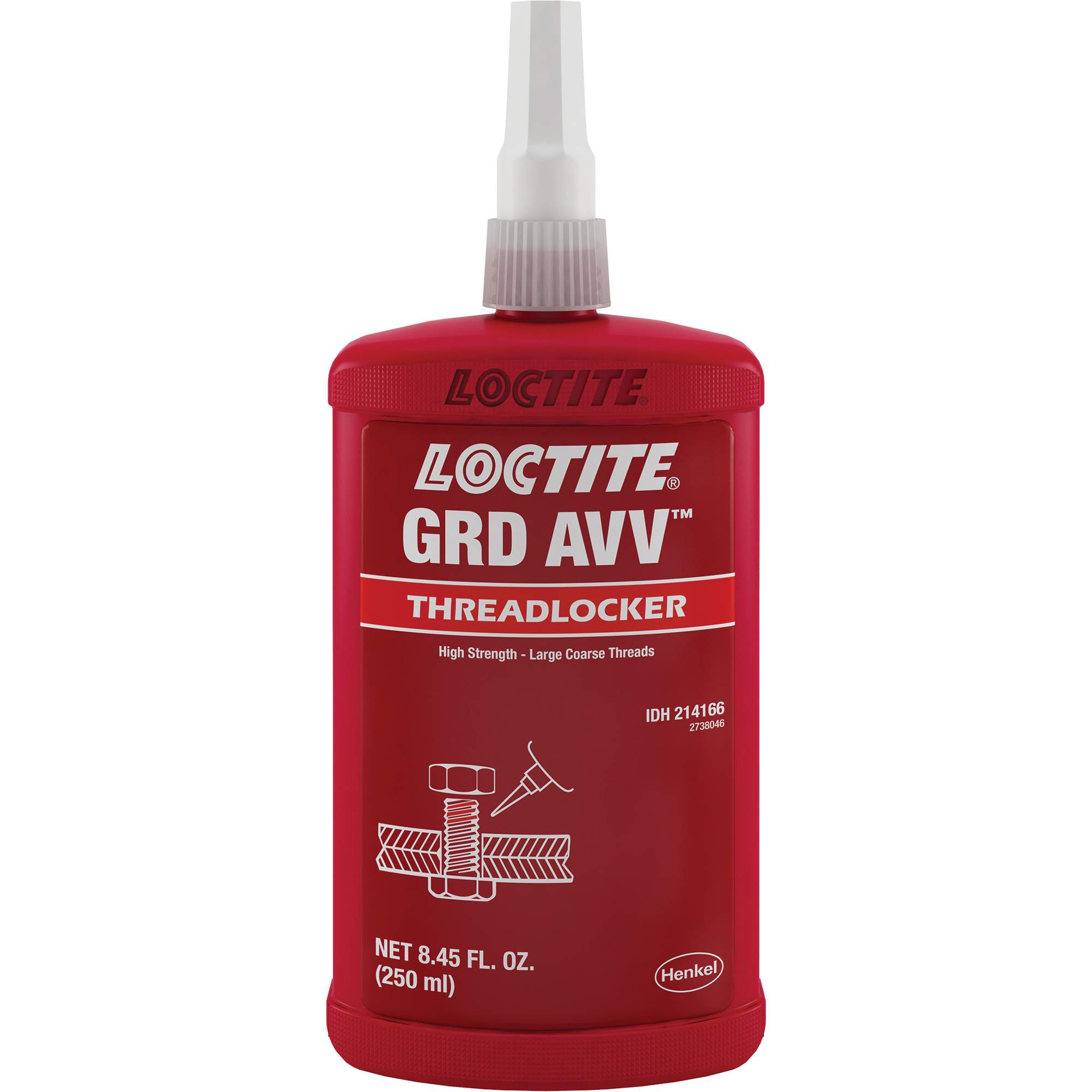 LOCTITE Letter Grade AVV Threadlocker, Red, High, 250 ml, Bottle