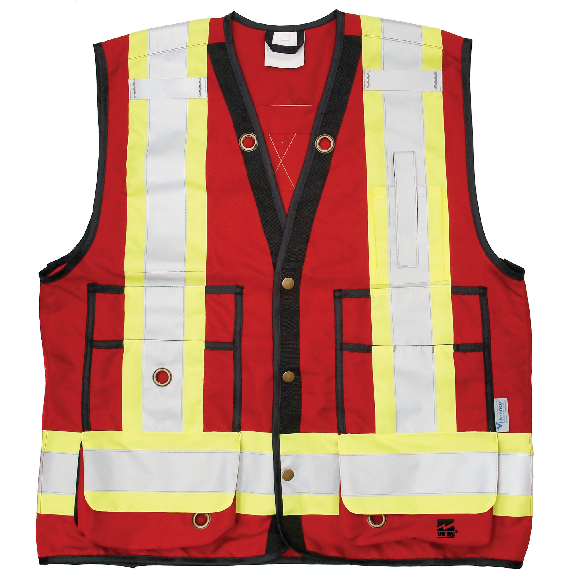 VIKING Open Road® Surveyor Vest, Red, Large, Polyester, CSA Z9615