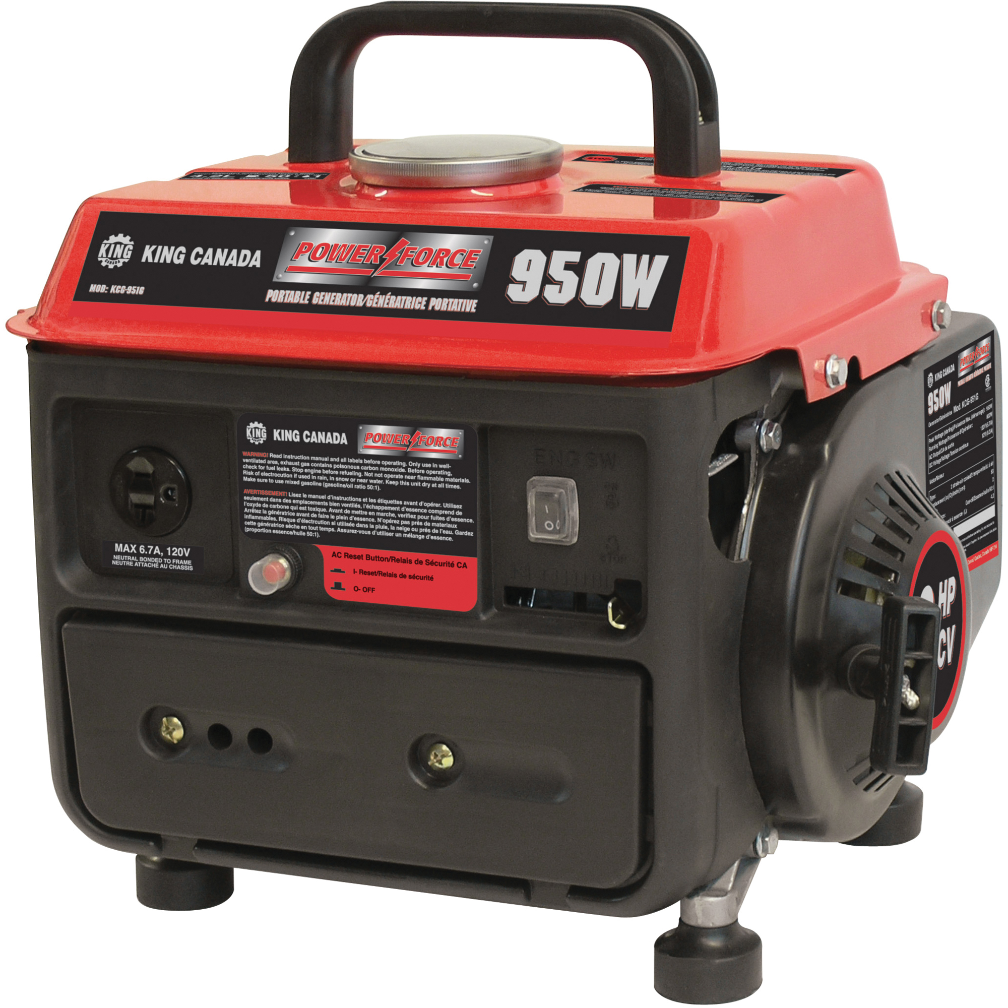 KING CANADA Portable Generators, 950 W Surge, 800 W Rated, 120 V/240 V