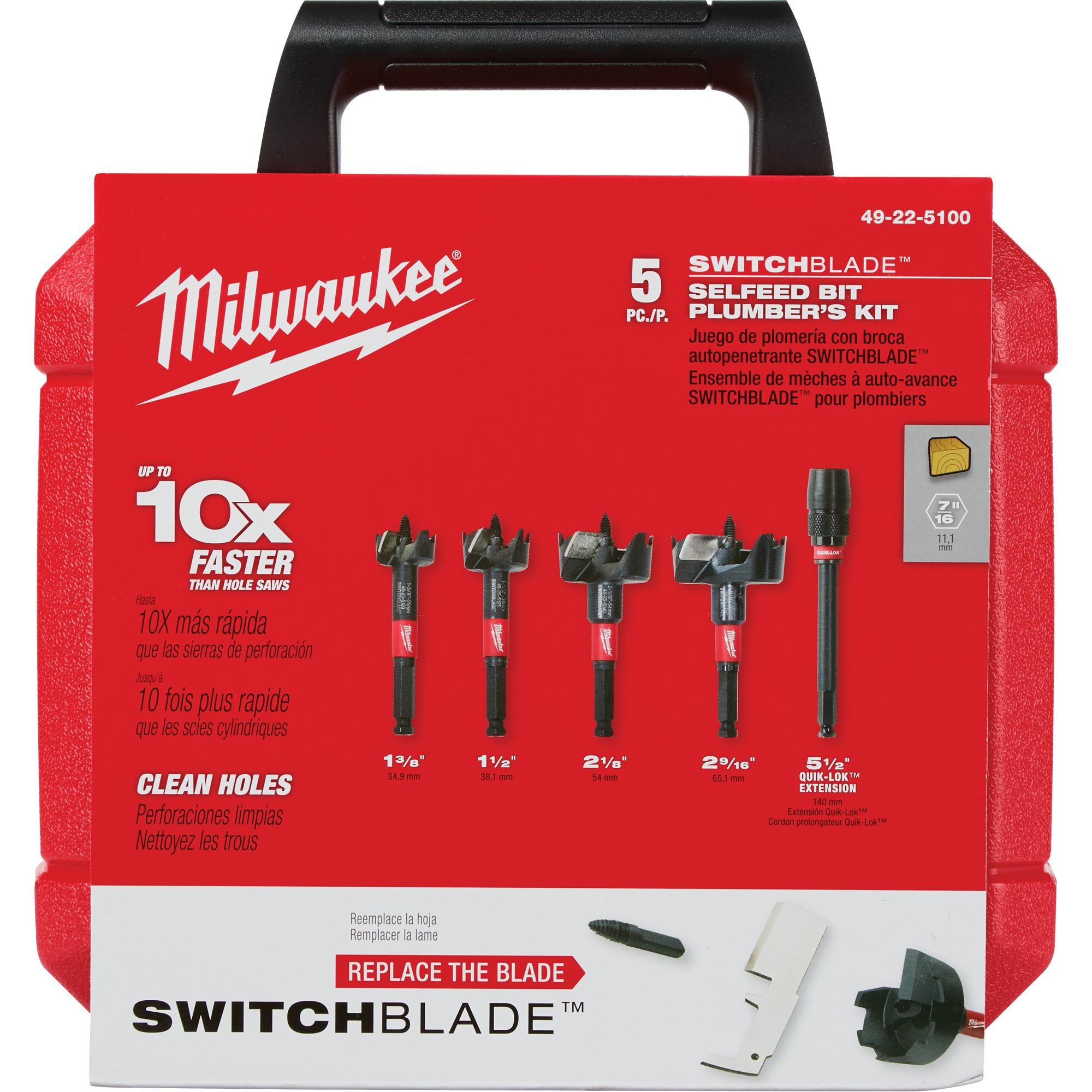 MILWAUKEE SWITCHBLADE Plumber's SelfFeed Bit Set Ottawa Fastener Supply