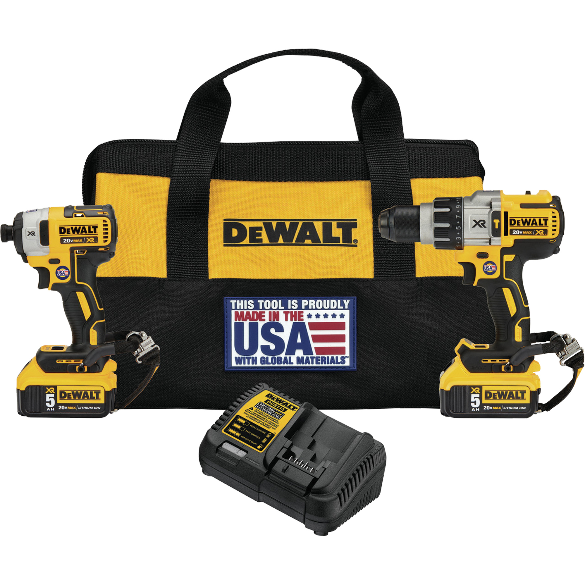 DEWALT Max XR® Hammer Drill & Impact Driver Combo Kit, LithiumIon, 20