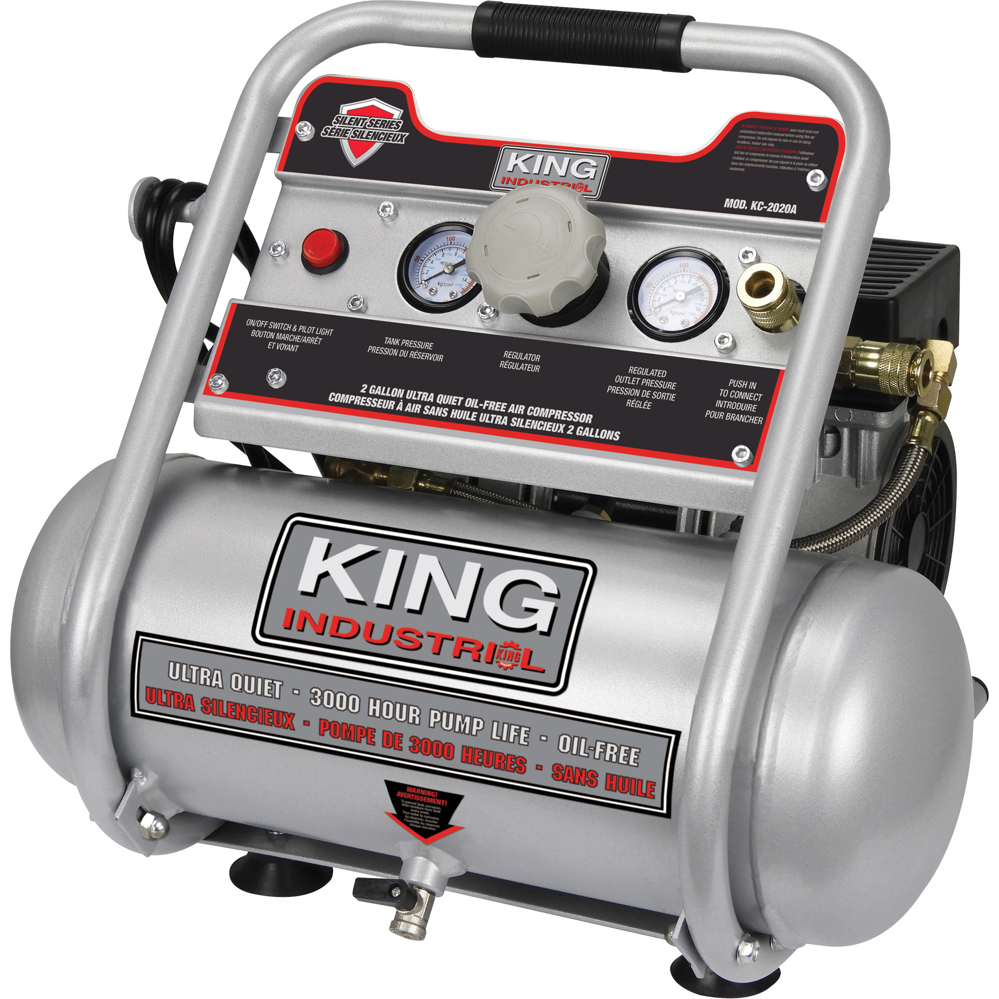 King Canada OilFree Air Compressor, Electric, 2 Gal. (2.4 US Gal), 125