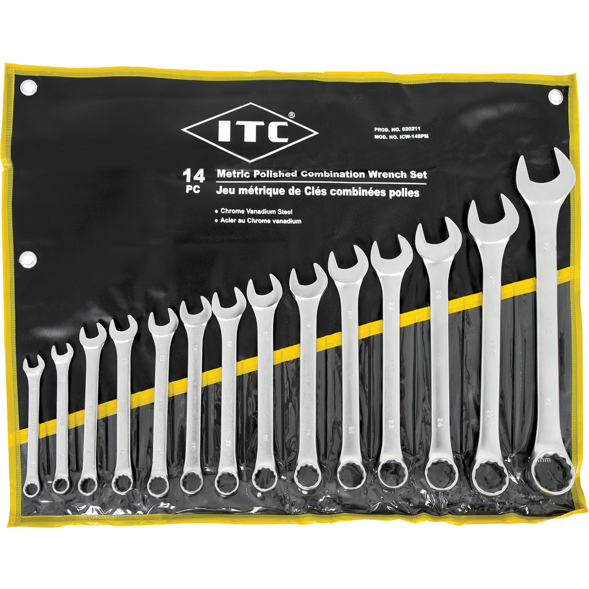ITC Polished Wrench Set, Combination, 14 Pieces, Metric Ottawa